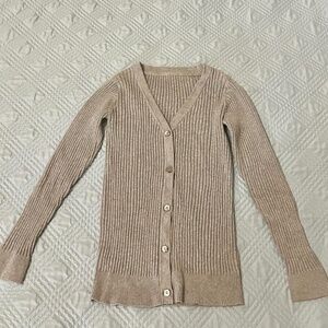 Girls Ribbed Gray Cardigan, Size Large, EUC